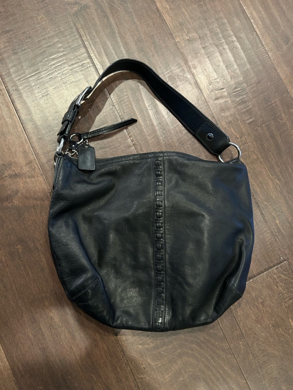 Coach Black Leather Hobo Shoulder Bag